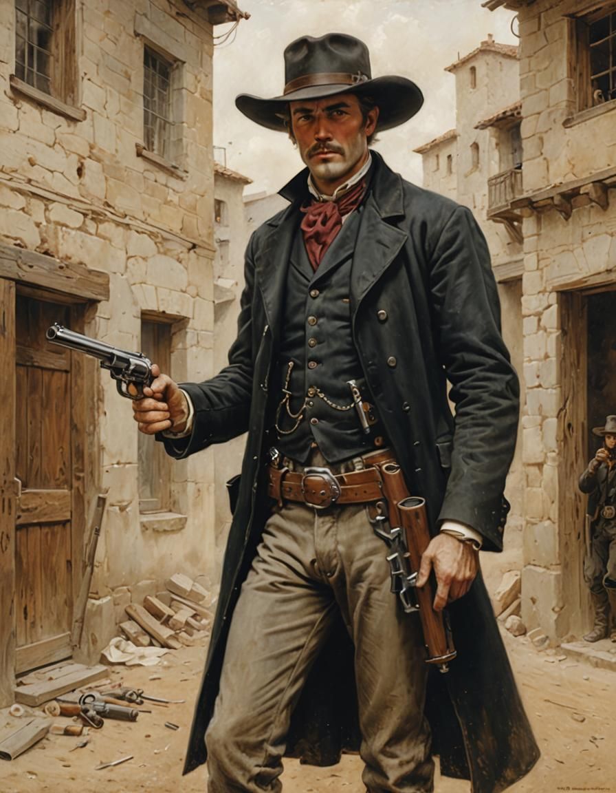 gunslinger outlaw with guns