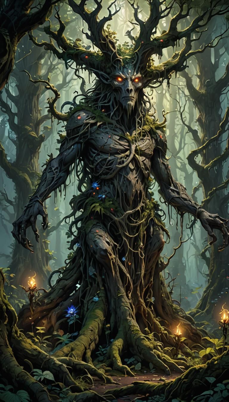 Enchanted Forest Spirits in Dark Fantasy Style