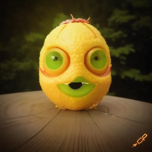 Hyper-Realistic Orange Monster and Mountain Lake in 3D
