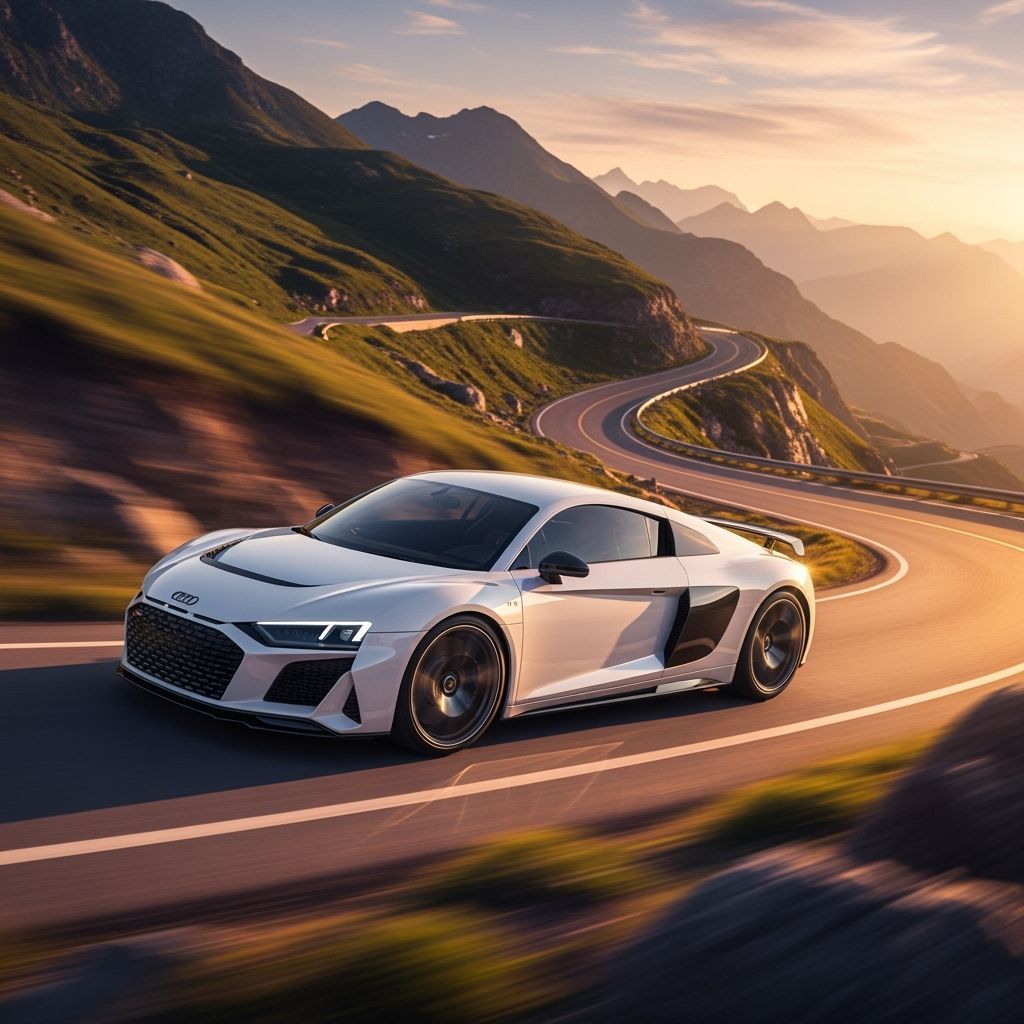 Audi R8 GT Speeds Through Mountain Sunset