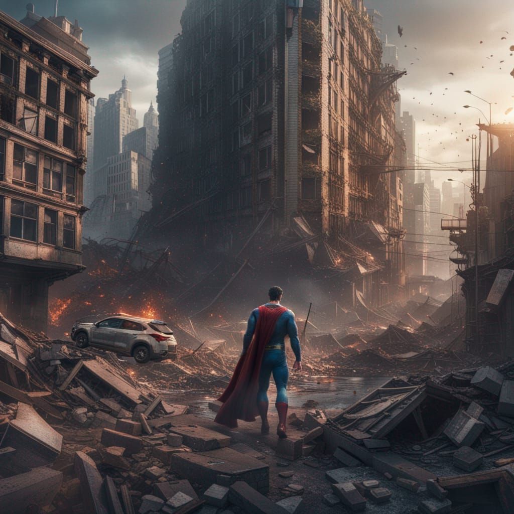 Superman's Vengeance in Post-Apocalyptic City