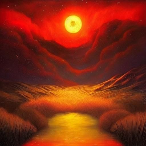 Mythological Dreamscape in Ink and Acrylic