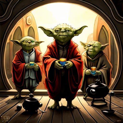 Yoda and Apprentices Blowing Bubbles, Eerie Concept Art