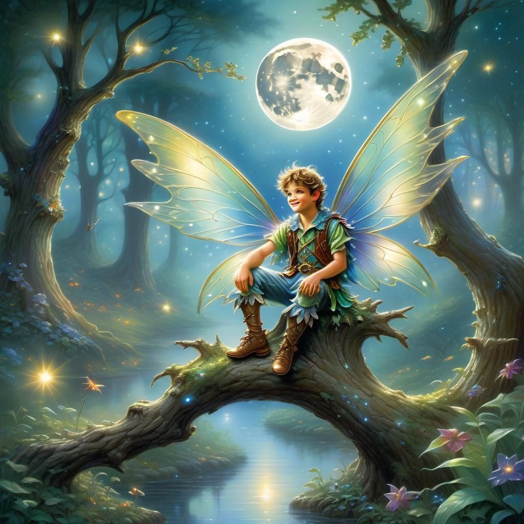 Handsome Fairy in Magical Forest, Ethereal Fantasy