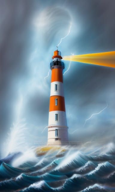 Bell Rock Lighthouse in Stormy Fantasy Seascape