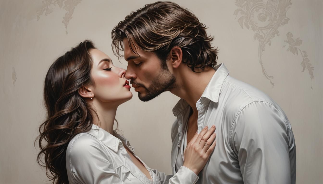 Romantic Kiss: A Hyperrealistic Masterpiece of Two Lovers