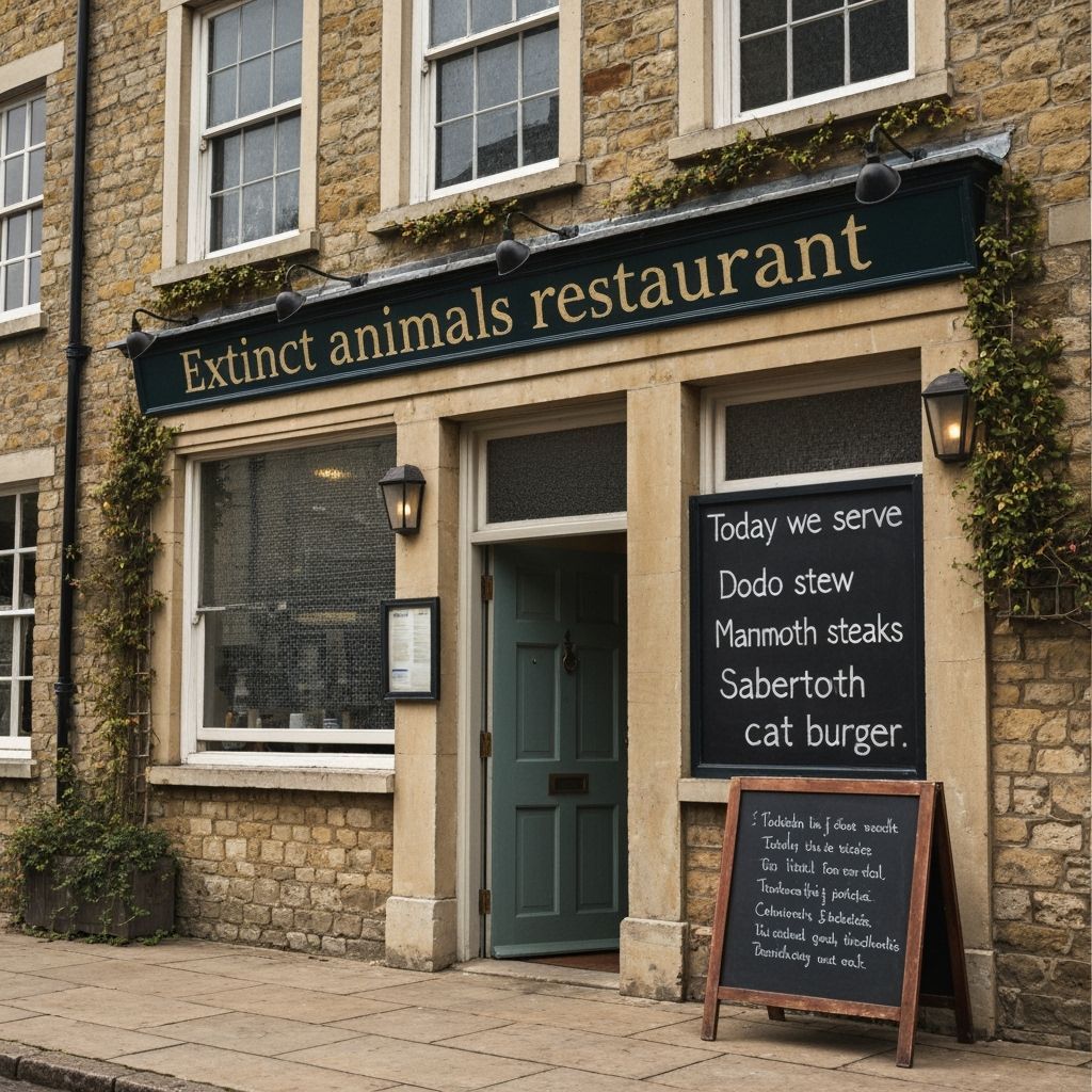 Extinct Animals Restaurant: Hyperrealistic Concept Art