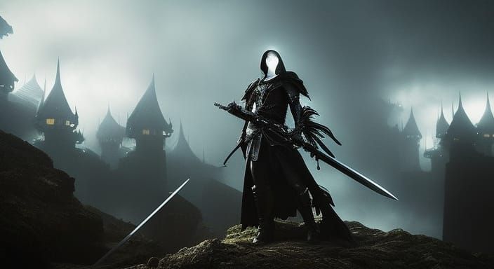Ethereal Black Swords in Dark Fantasy Concept Art