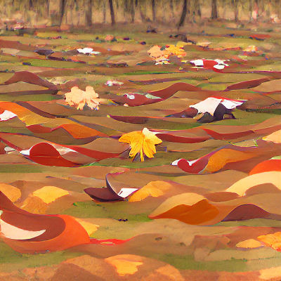 Autumn Field with Fallen Leaves