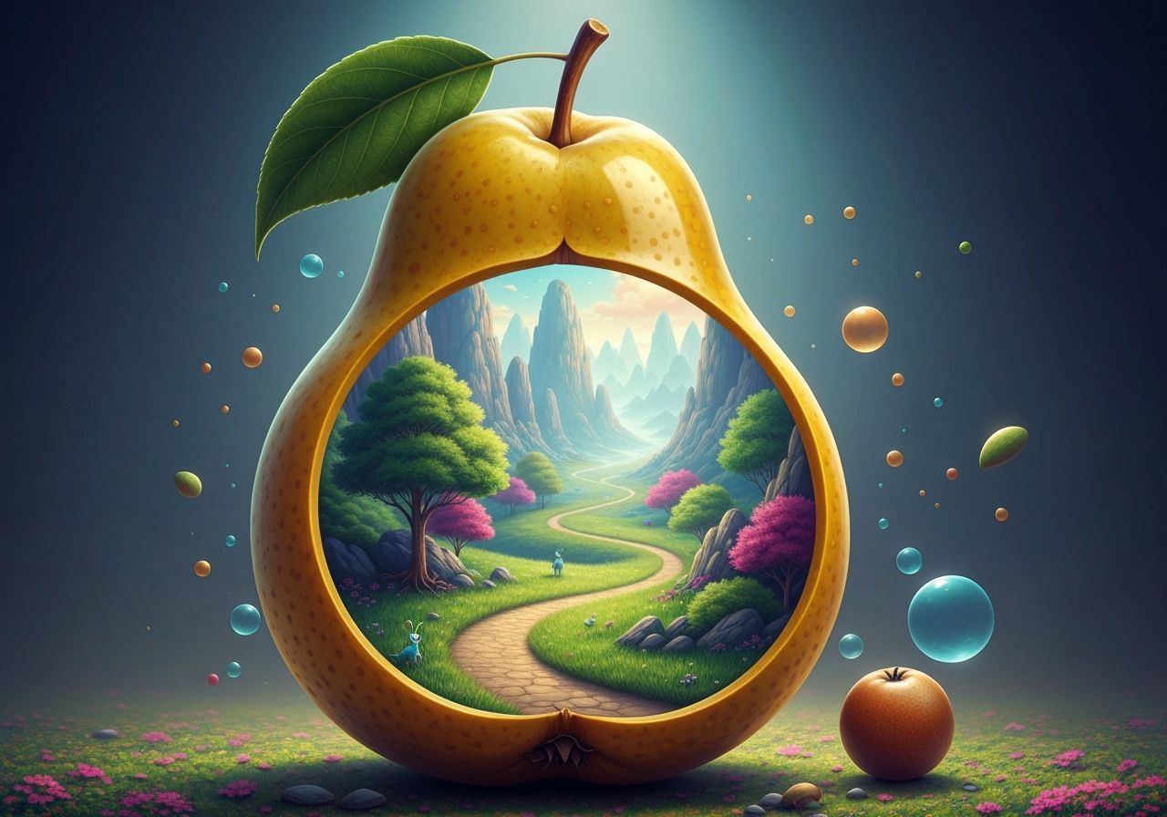 Surreal Pear Landscape: A Whimsical Digital Art Piece