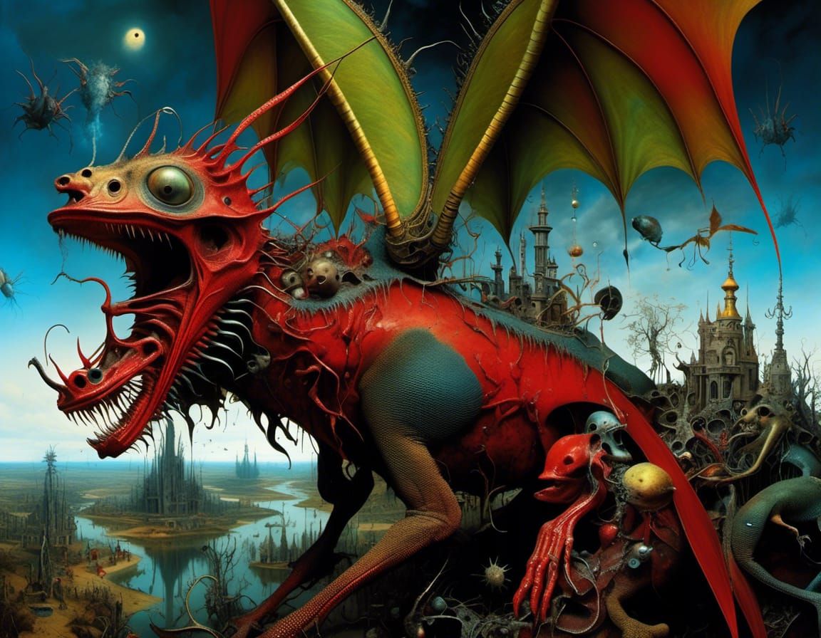 Fantastical Digital Painting Inspired by Bosch and Giger