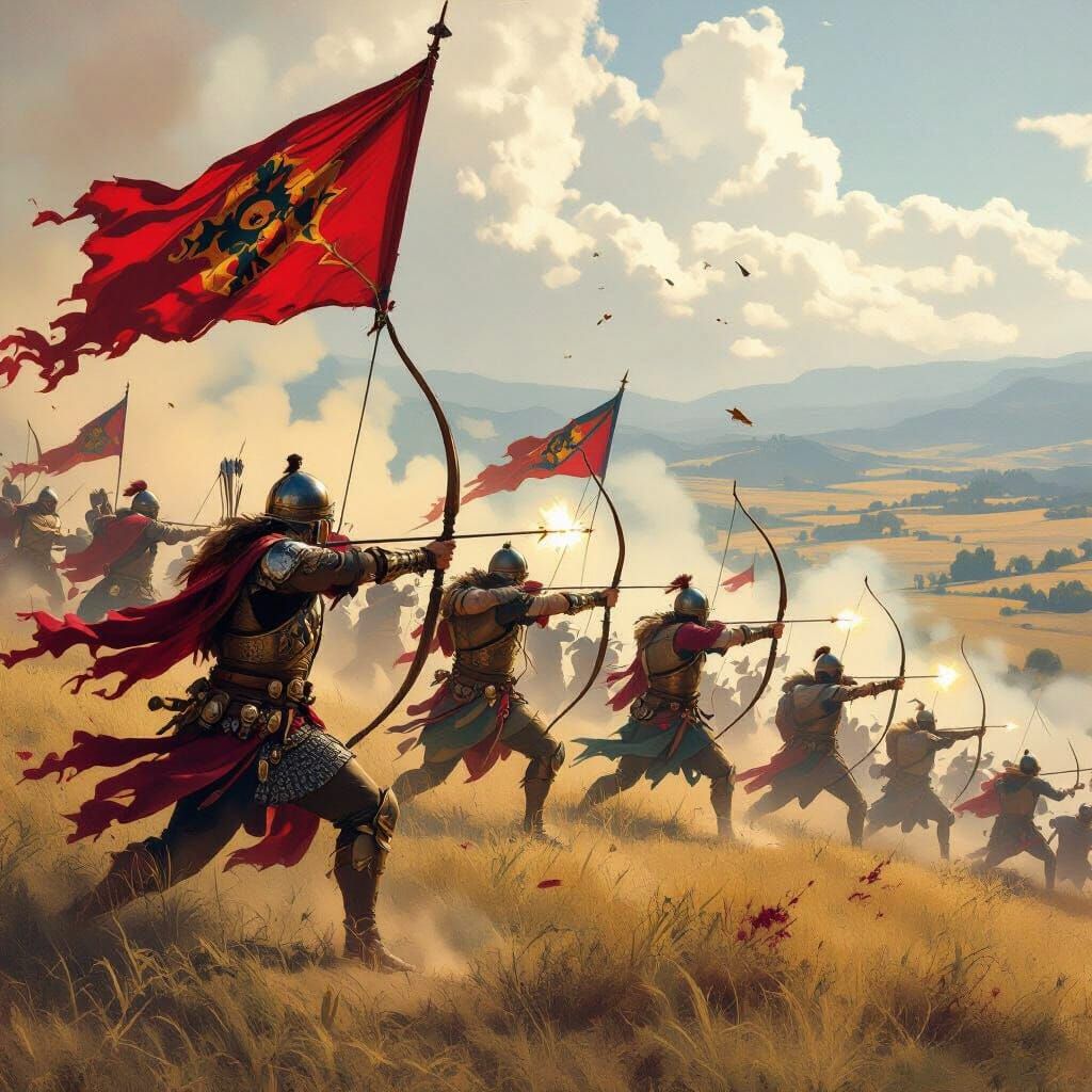Cinematic Illustration of Archers in Battle of Talikota