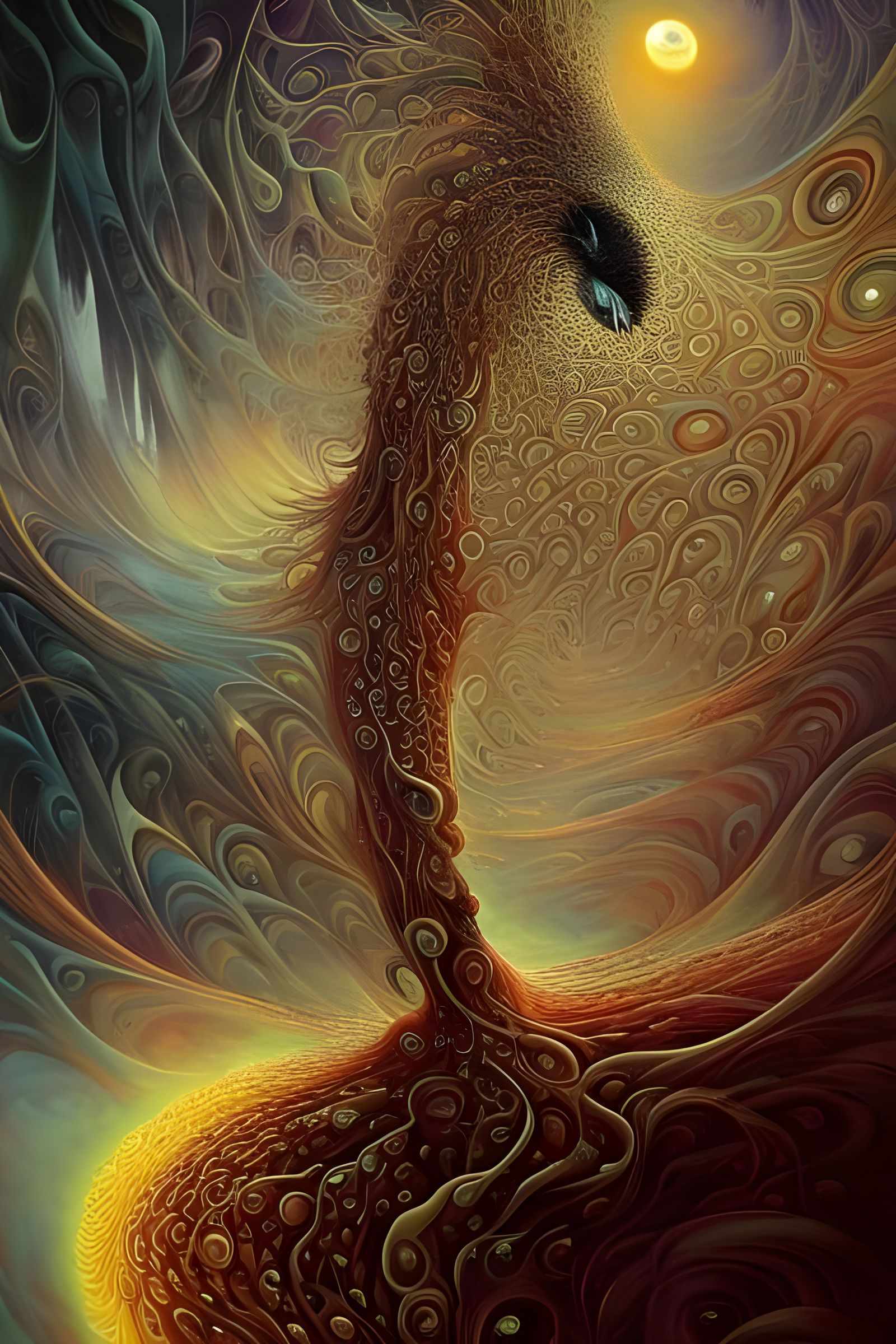 Surreal Reality with Creepy Creatures in Dreamlike Style