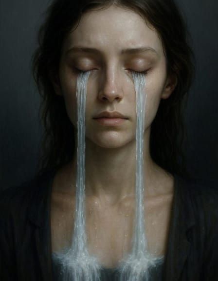 Surreal Waterfall Tears: Emotional Landscape