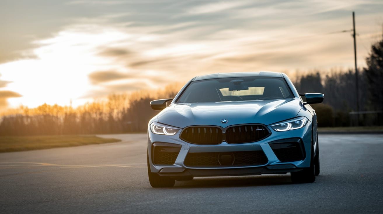 BMW M8 at Sunset in Cinematic Film Style