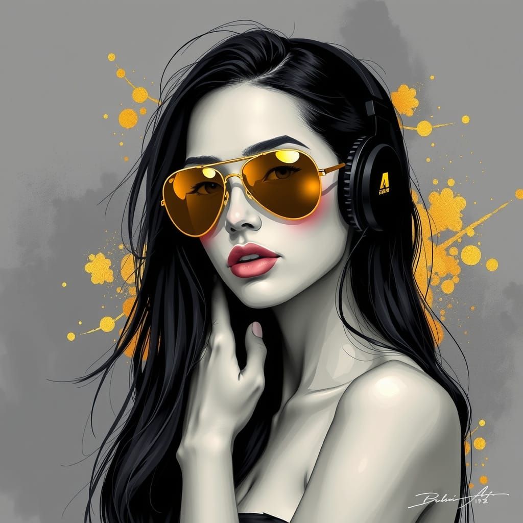 Confident Woman in Gold Aviator Sunglasses