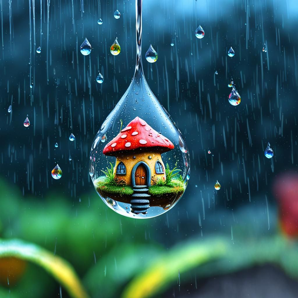 Fairy World Inside Raindrop: Graffiti Art