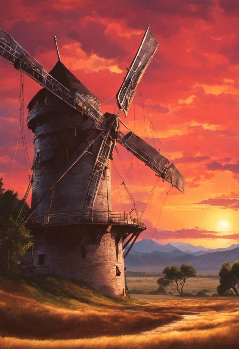 Old Spanish Windmill at Sunset