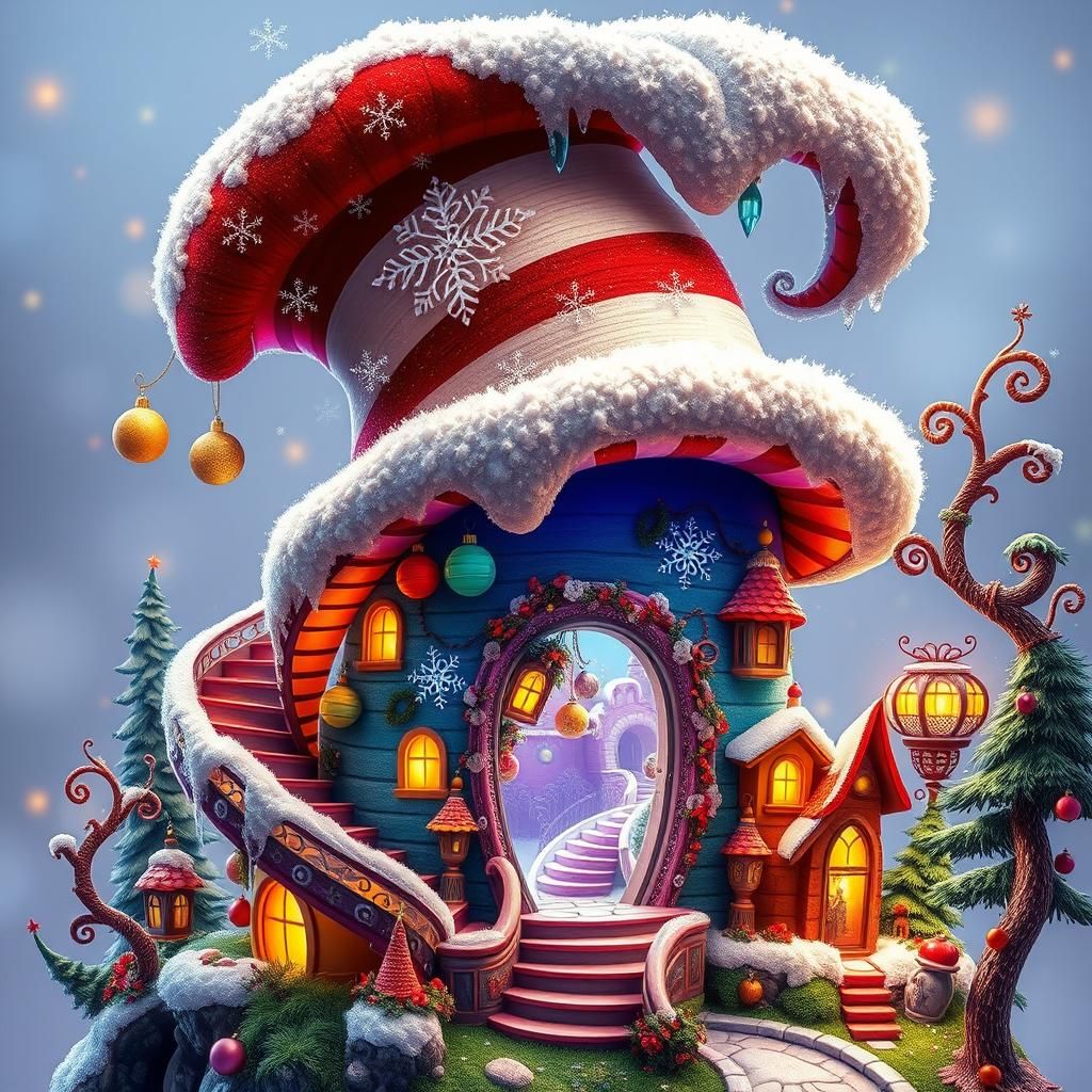 Whimsical Christmas Top Hat Entrance to Whoville