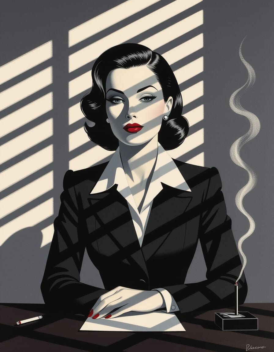 Film Noir Detective in Style of Edward Hopper