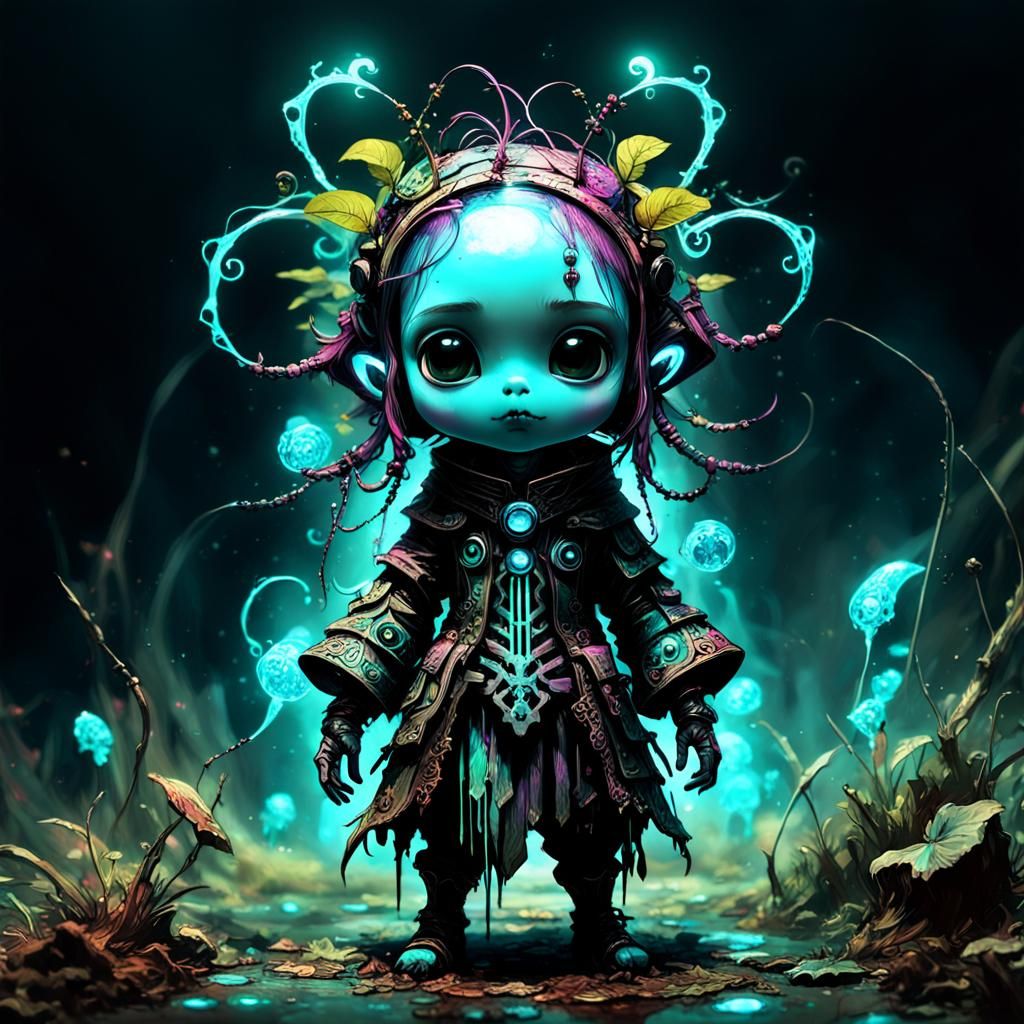 Bioluminescent Anthropomorphic Figure in Gothic Art Style
