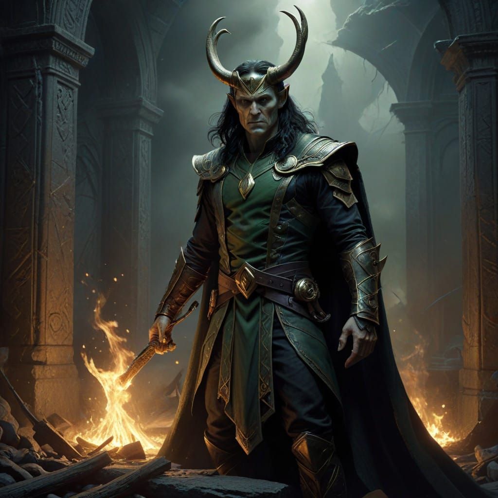 Loki Horror Artwork in Dark Medieval Style