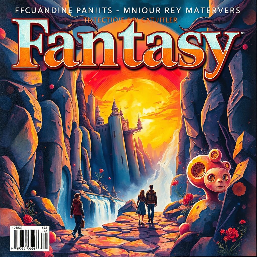 Retro Fantasy Magazine Cover with Vibrant Typography