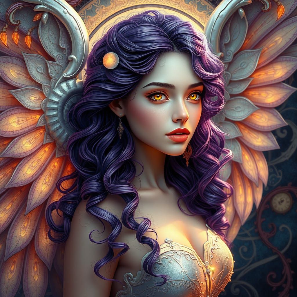 Ethereal Angelic Woman in Art Nouveau Style