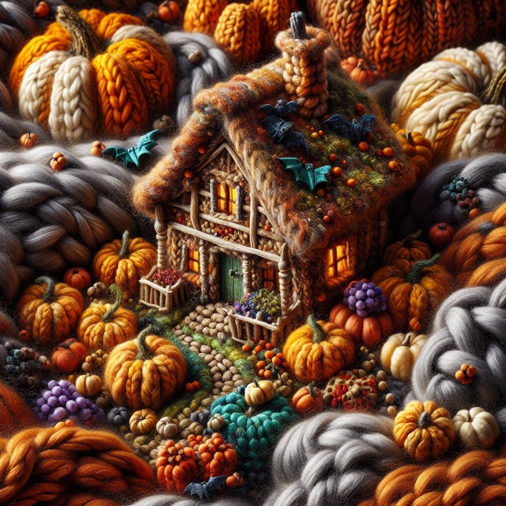 Enchanting Sweater House: An Impressionistic Fall Fantasy
