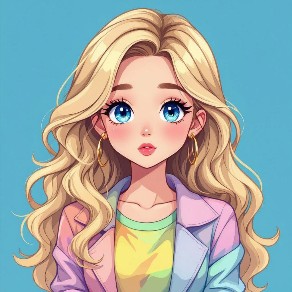 Cartoon Girl Emotes in Anime Style