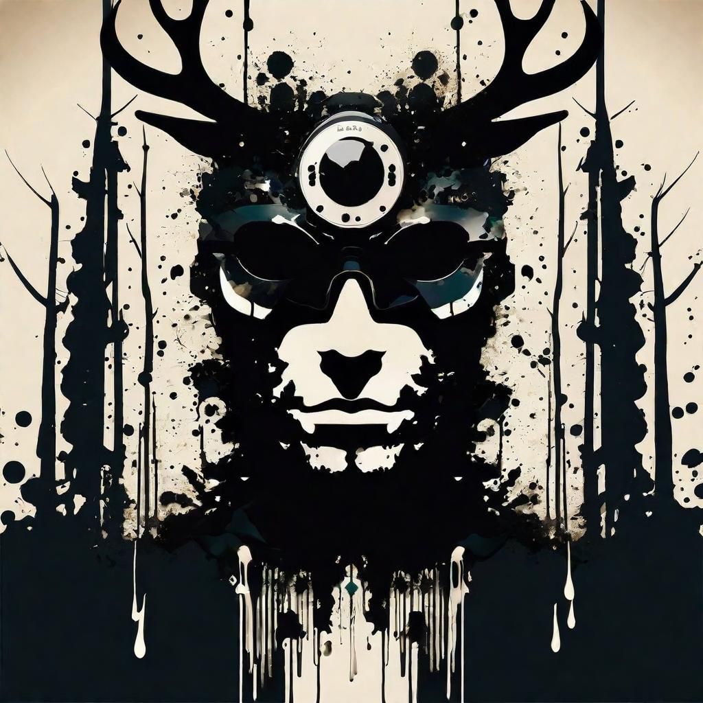 Face Evolves from Ink Splatter Art in Forest