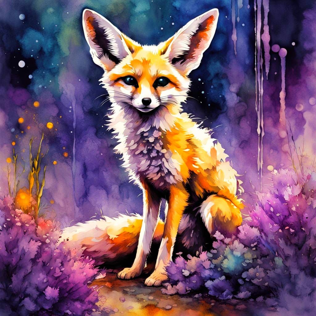 Fennec Fox in Desert Oasis, Magical Realism