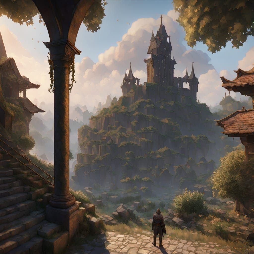 Epic Fantasy Footsoldier in Battle-Scarred Fortress