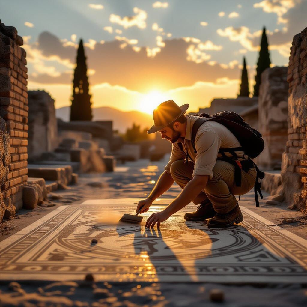 Archeologist Discovers Pompeii Villa at Sunset