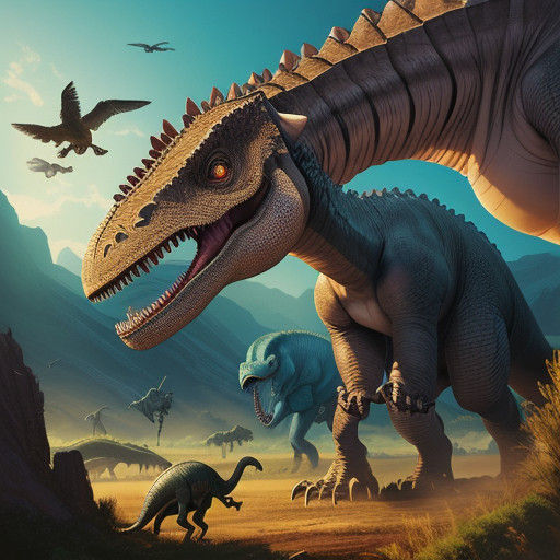 Mesozoic Era Dinosaurs in Vibrant Anime Style
