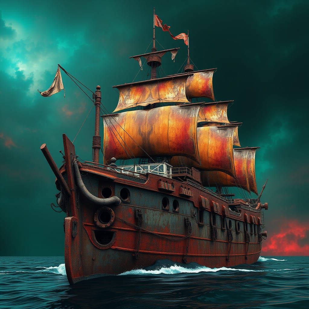 Majestic Rusted Leviathan in a Fantasy Realm