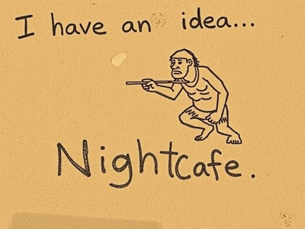 Neanderthal Artist Creates Cave Painting of NightCafe