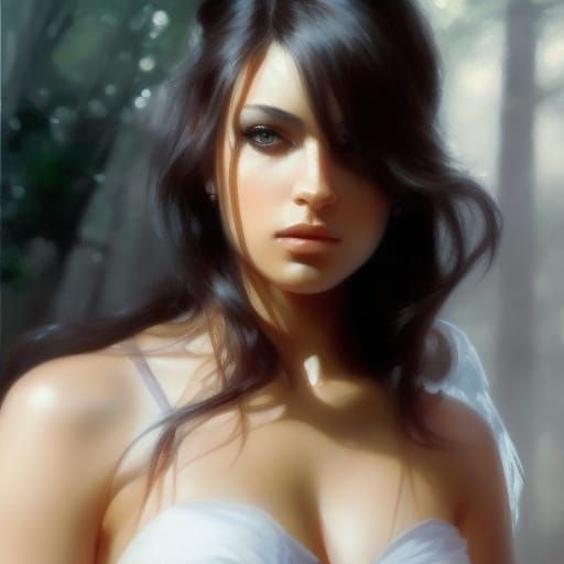 Colorful Portrait of a Woman Painter in Oil Painting Style