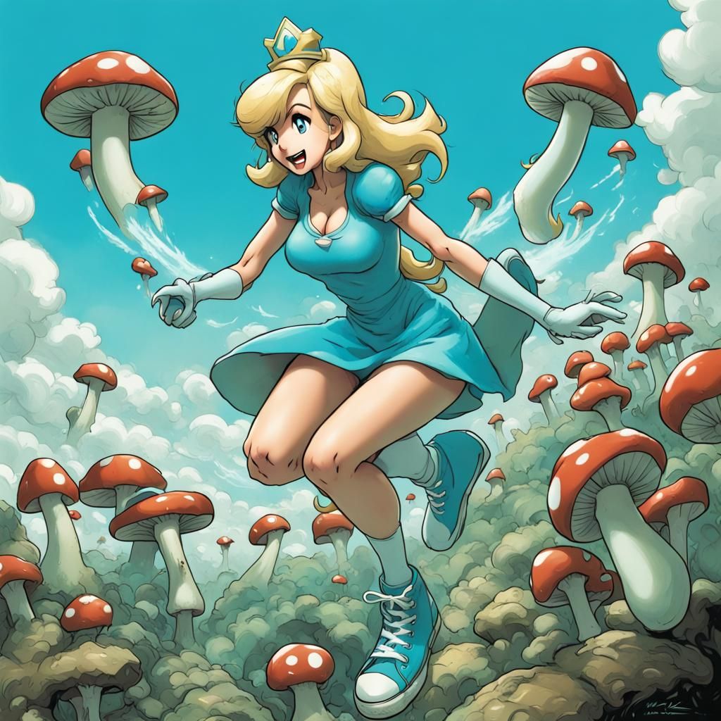 Giant Rosalina Destroys Mushroom Kingdom: Comic Book Art