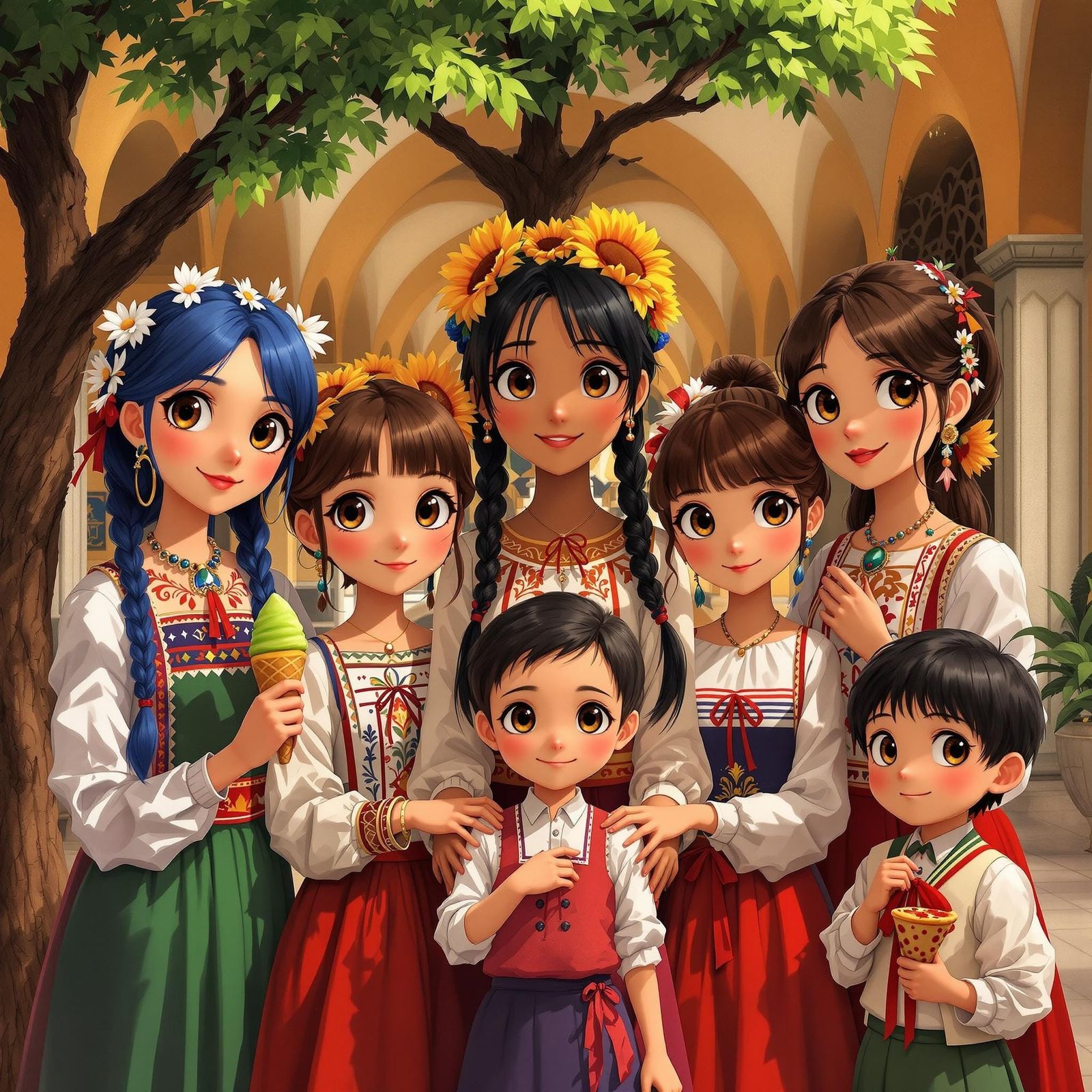 Ukrainian Youths in Anime Style with Vibrant Details