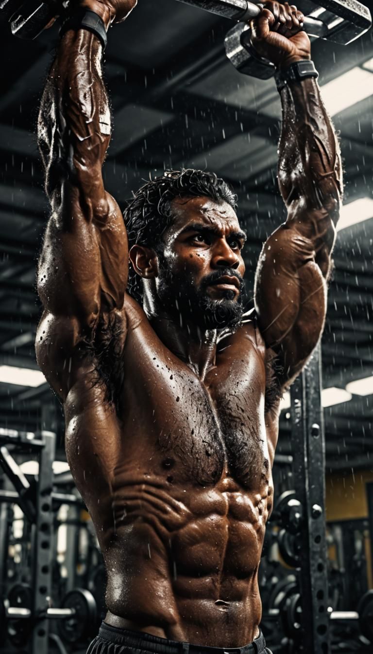 Intense Gym Workout: Hyper-Realistic Digital Art