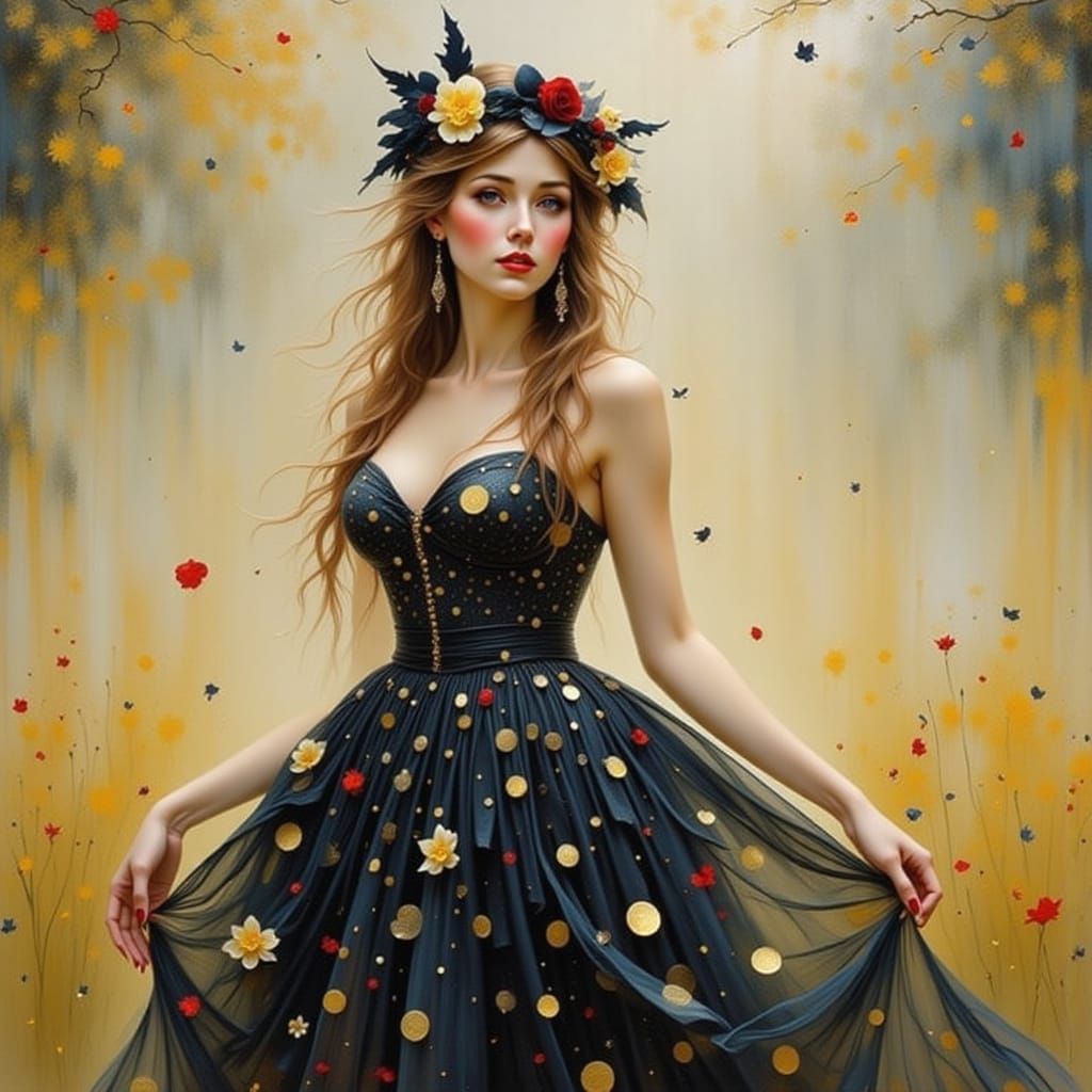 Polka Dot Dress Portrait in Flux Aesthetic