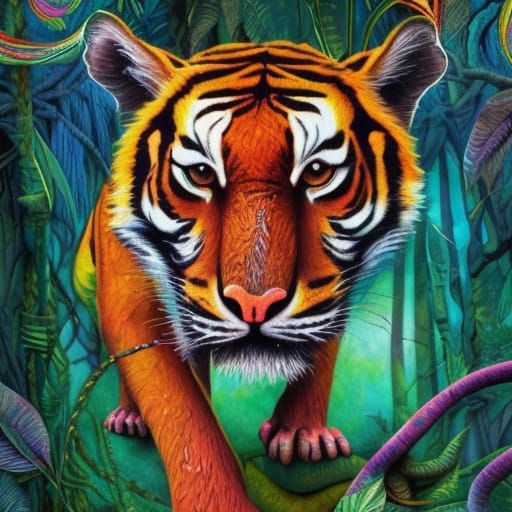 Psychedelic Yarn Art: Shere Khan of the Jungle