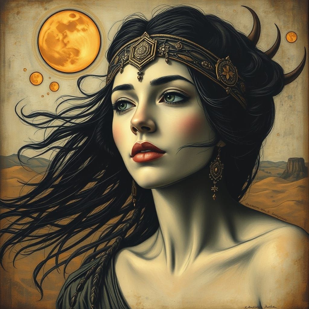 Mystic Desert Wanderer Under Starlit Skies