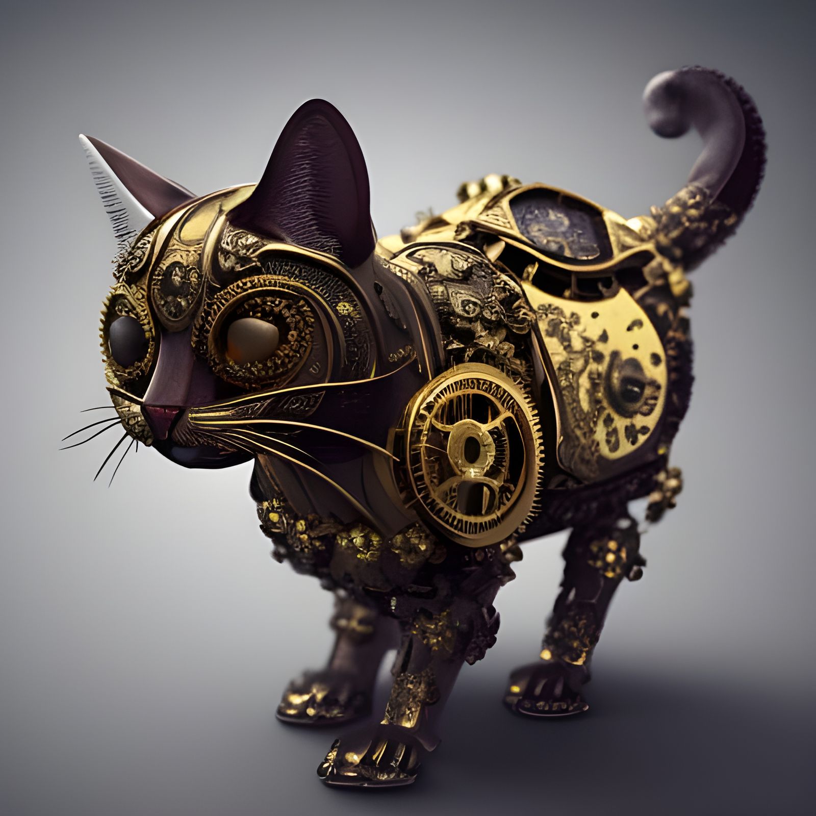 Intricate Steampunk Cat Artwork