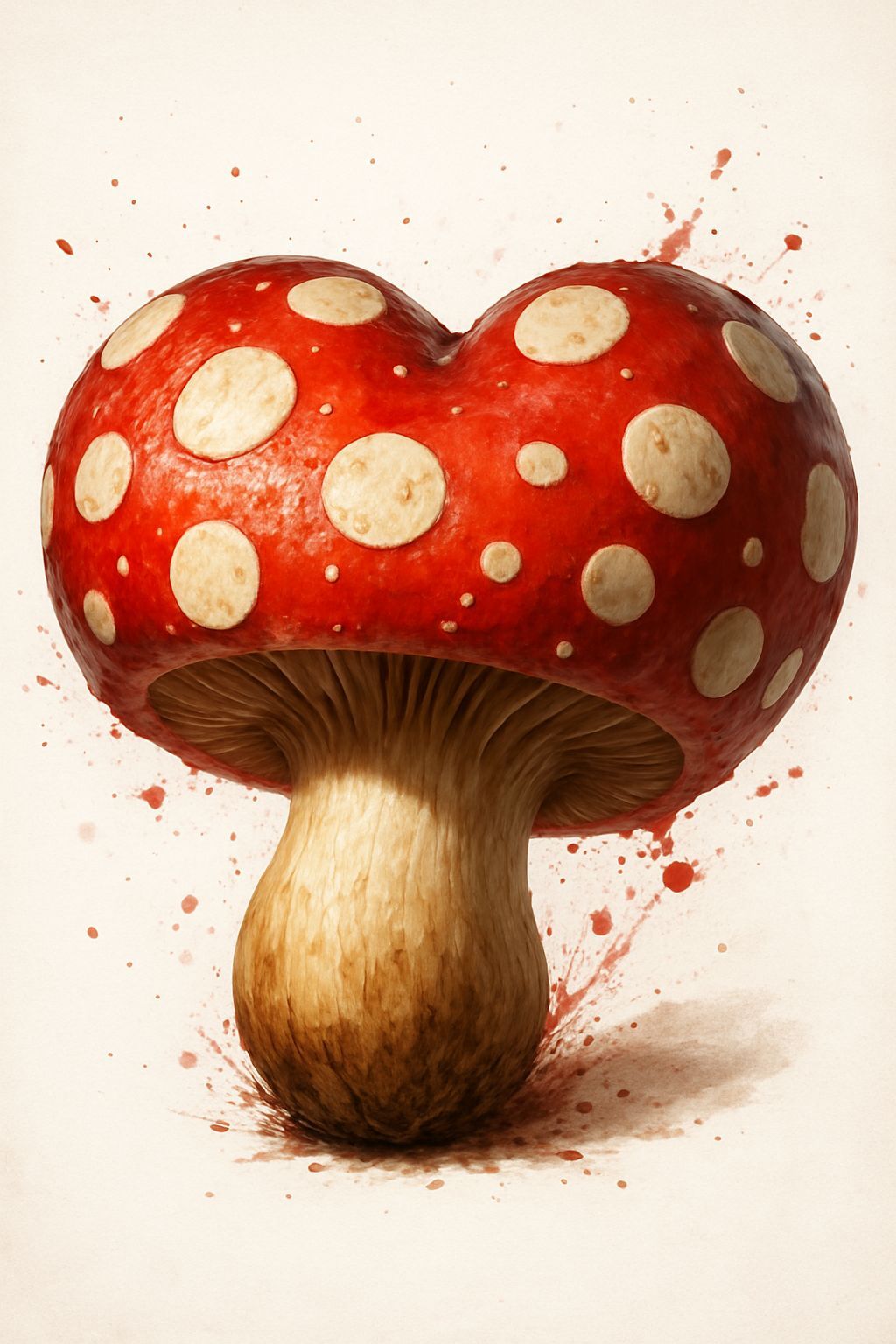 Giant Mario-Style Mushroom Heart on White Background