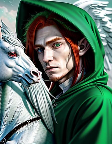 Elf on Pegasus in Epic Digital Painting