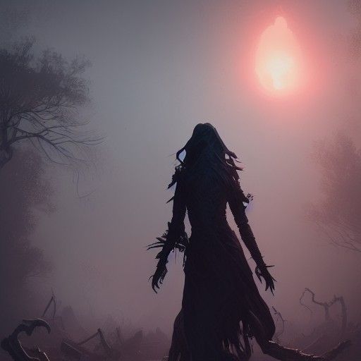 Ethereal Ghost in Cemetery: Dark Fantasy Art