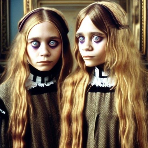 Eerie Twins in Victorian Gothic Style