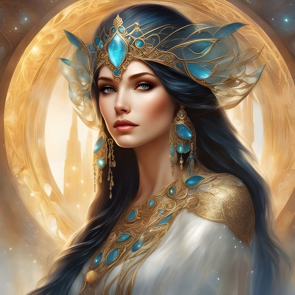 Alien Priestess of Breathtaking Beauty in Fantasy Art Style